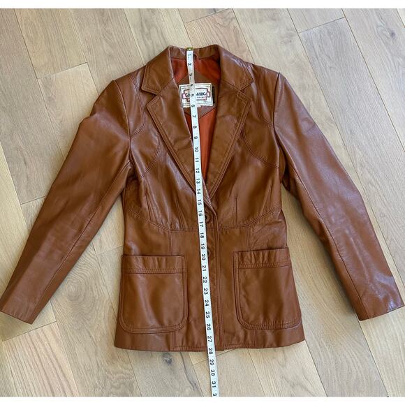 Vintage Casablanca for Guys for Gals Brown Leather Jacket 70s Western Retro - Picture 3 of 7